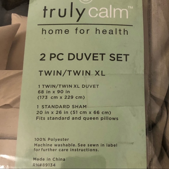 NWT Antimicrobial Duvet Set Twin/ Twin XL Khaki- Truly Calm - Picture 5 of 11